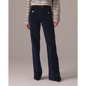 J Crew Wide Leg Velvet Sailor Trouser Pants US Women's 36 Plus New
